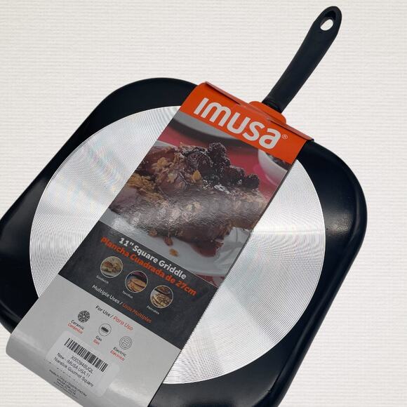 IMUSA USA 11" Nonstick Gourmet Square Griddle, Black Flat Pan, New with Tag - Picture 2 of 5